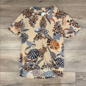 Denim & Flower Beige and Blue Floral Shirt